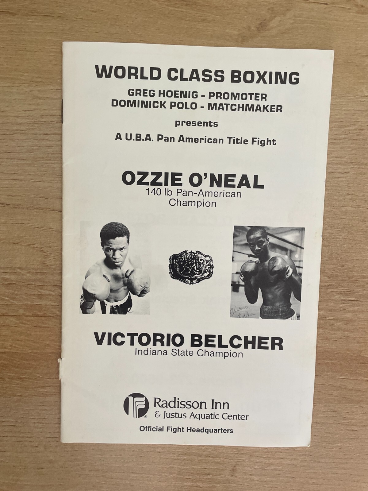Vintage World Class Boxing Ozzie O'Neal & Victorio Belcher Program B1530