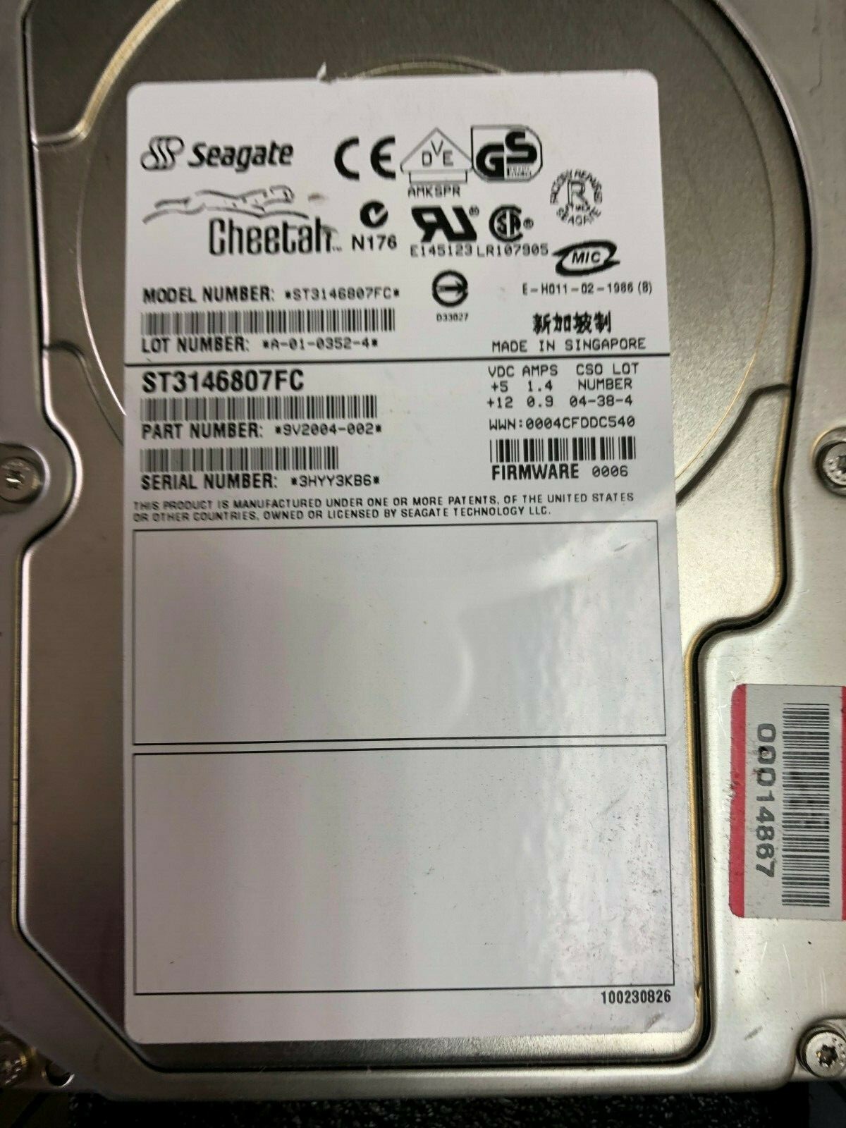 Seagate  ST3146807FC  146GB - 10K - 2Gbps - 3.5" Disk Drive