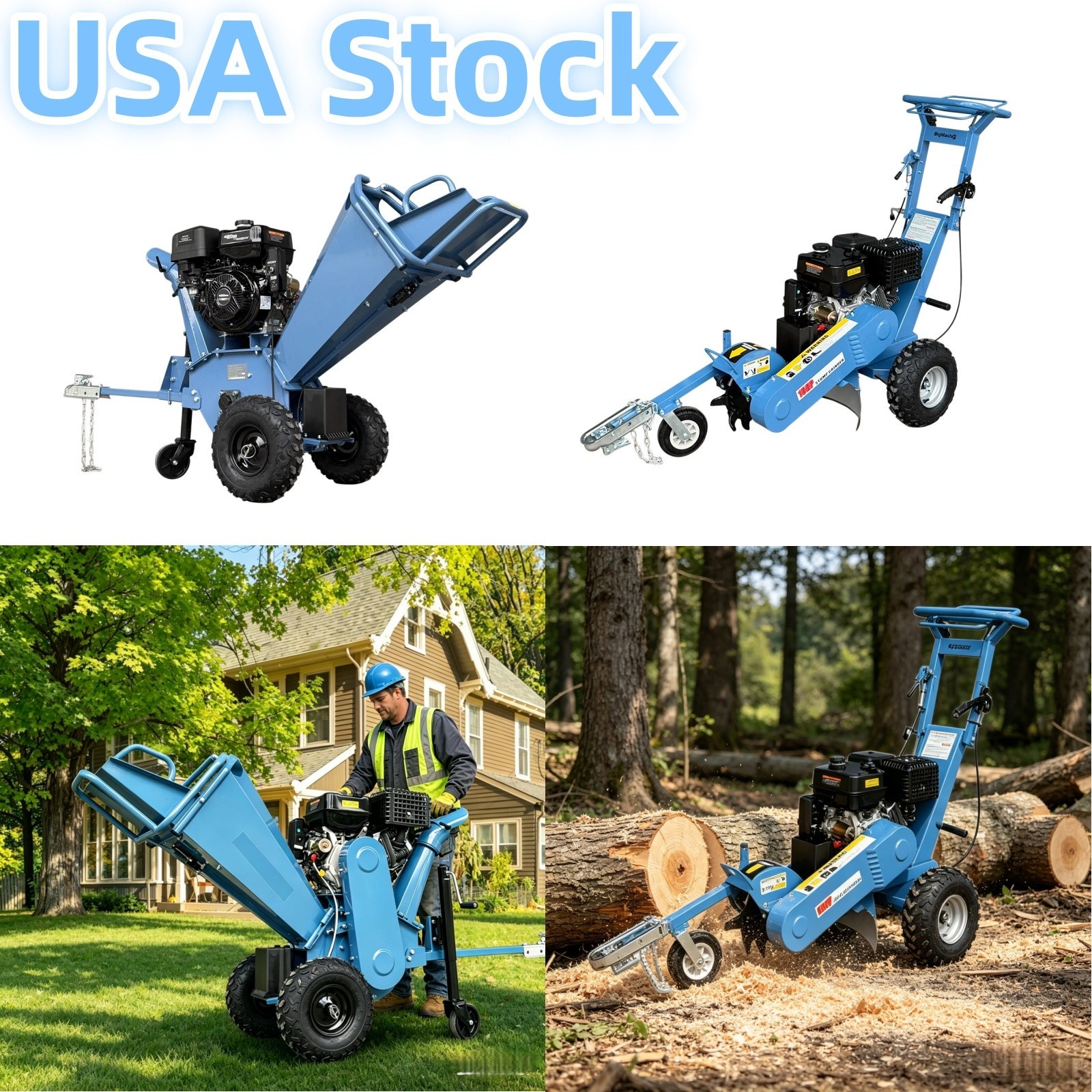 Stump Grinder, Wood Chipper + Stump Grinder 15HP 420cc Walk-behind Free Ship New