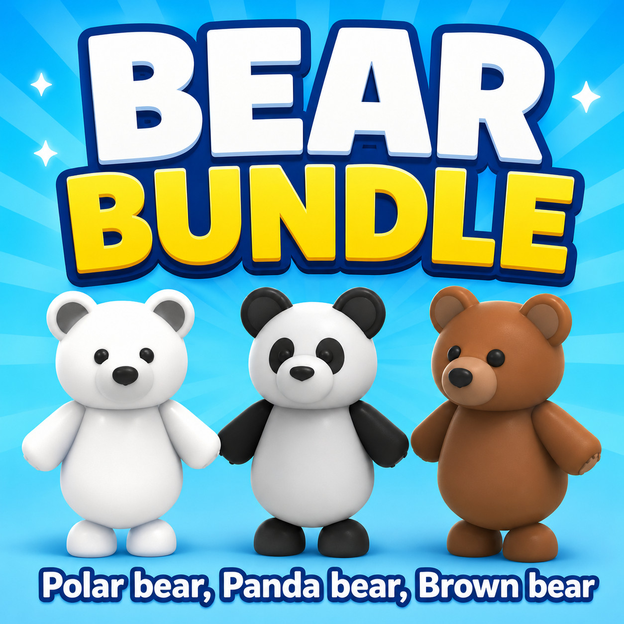 ROBLOX ADOPT ME 3X BEARS POLAR, BROWN, PANDA✨BUNDLE✨