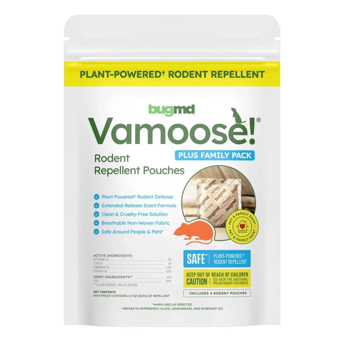 BugMD Vamoose Rodent Repellent Pouches 4 Pouches per Bag NEW