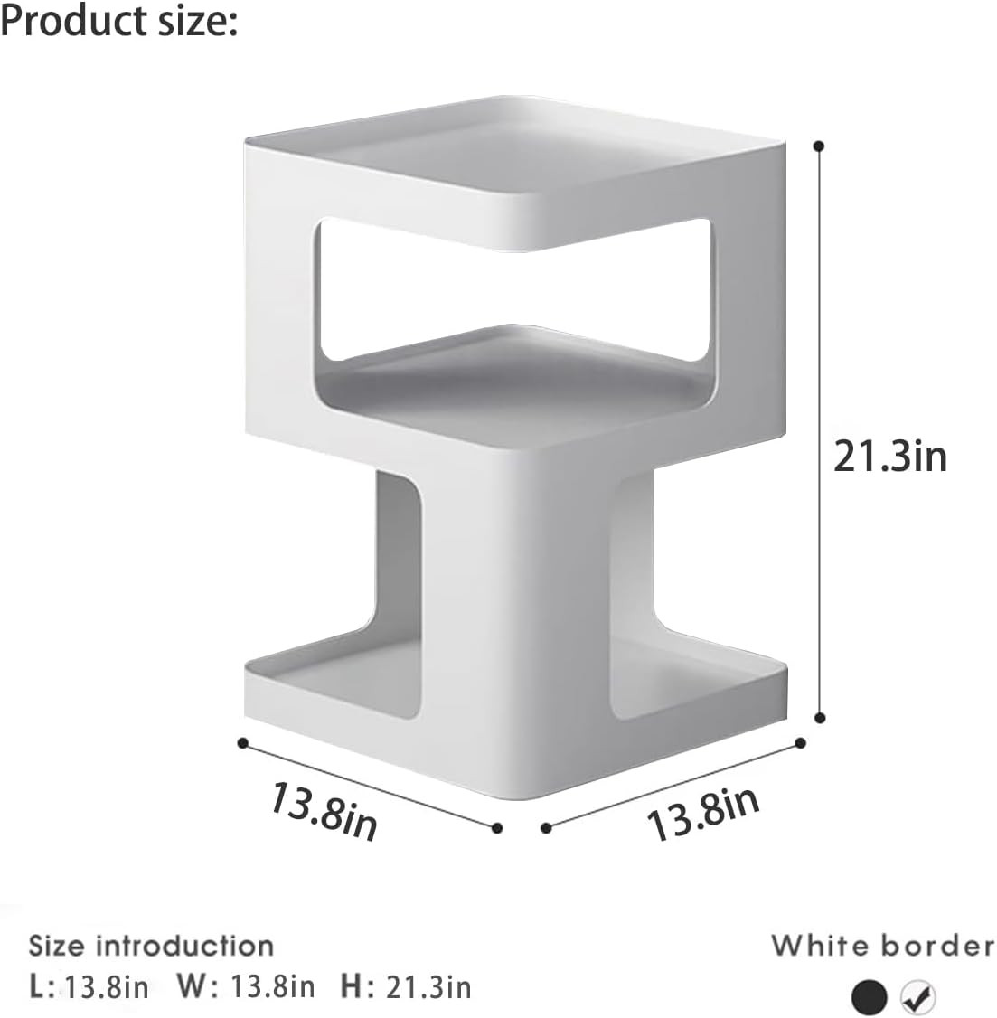 Modern Metal Side Table with Storage,Small End Table for Sofa & Couch,3-Tier Com