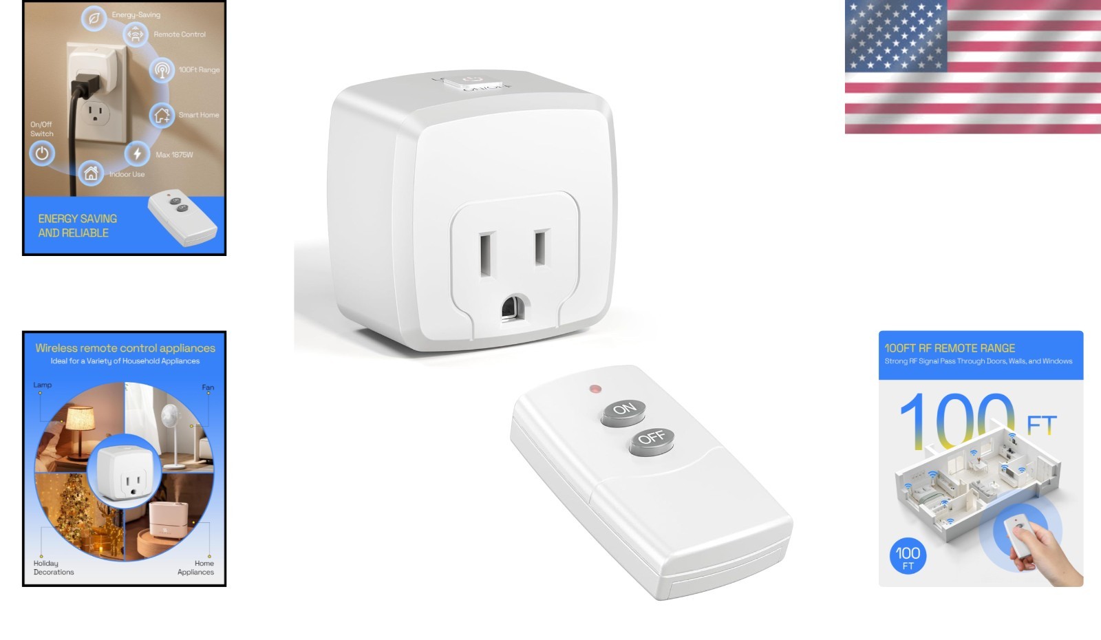 Compact Remote Control Outlet with 100FT Range - Effortless Appliance Management