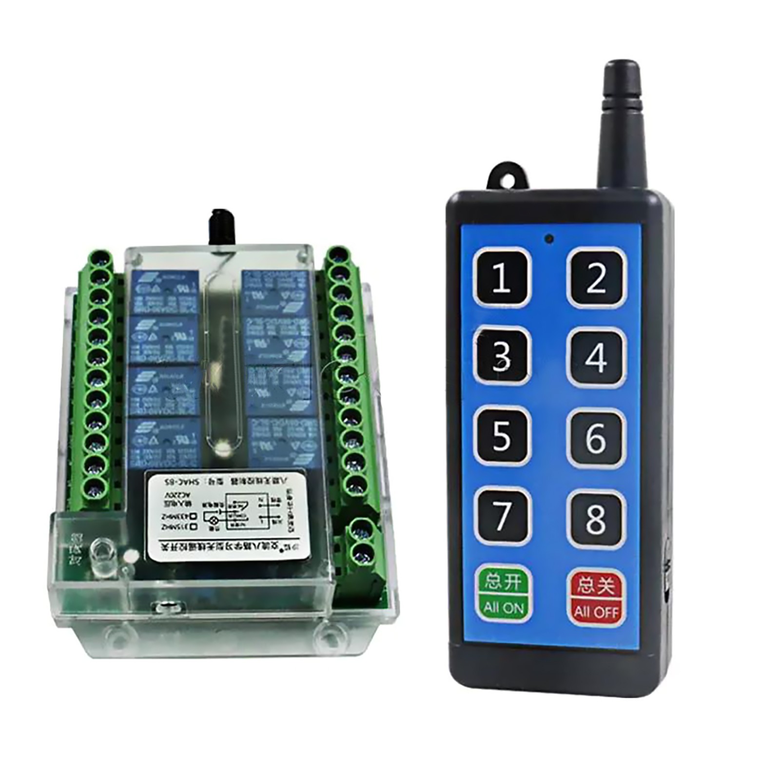 Low Consumption 8 Channel Wireless RF433MHz Remote Control Switch Relay Module