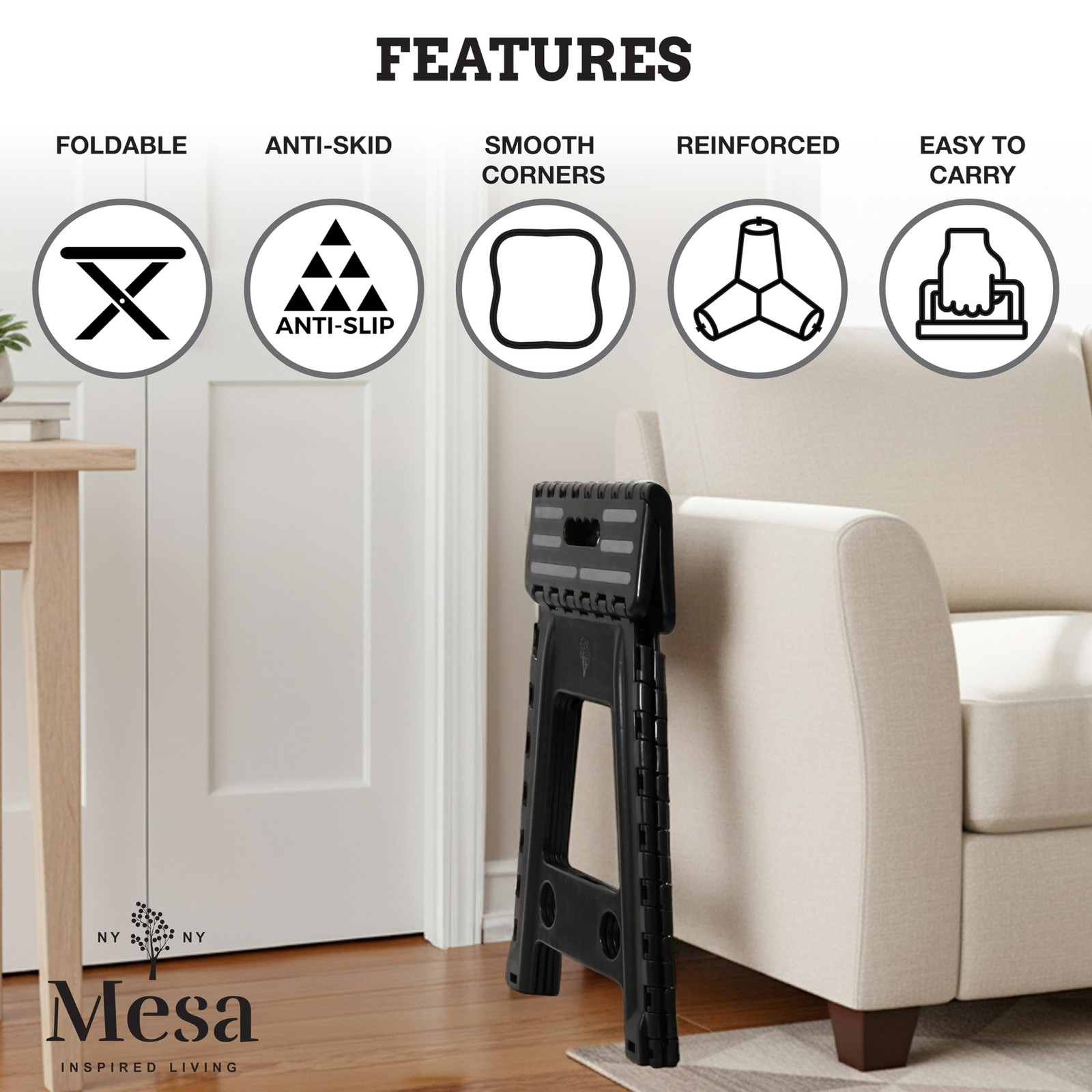 18" Step Stool, Folding Step Stools for Adults, Plastic Foldable Step Stools ...