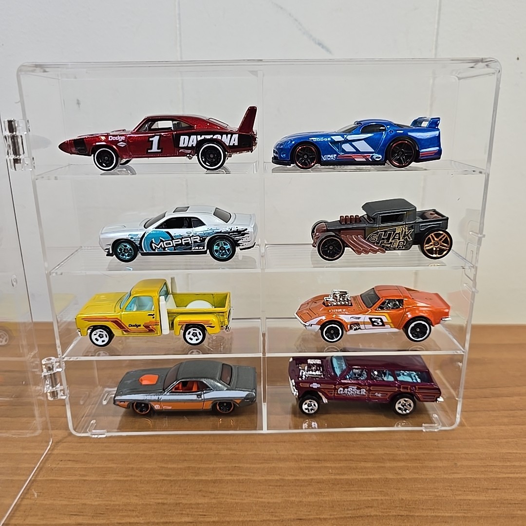 Clear Acrylic Display Case 1:64 Scale Diecast Cars INCLUDING Mix AK of CARS x 8