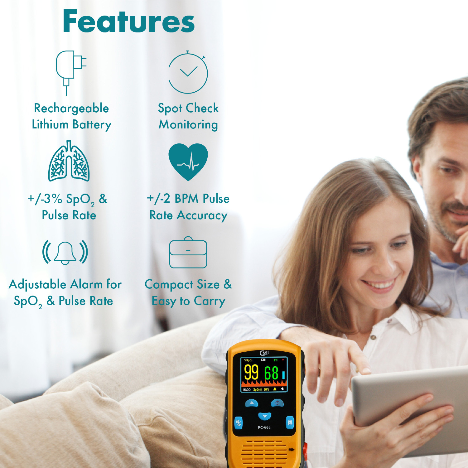 Rechargeable | Handheld Oximeter PC-66L