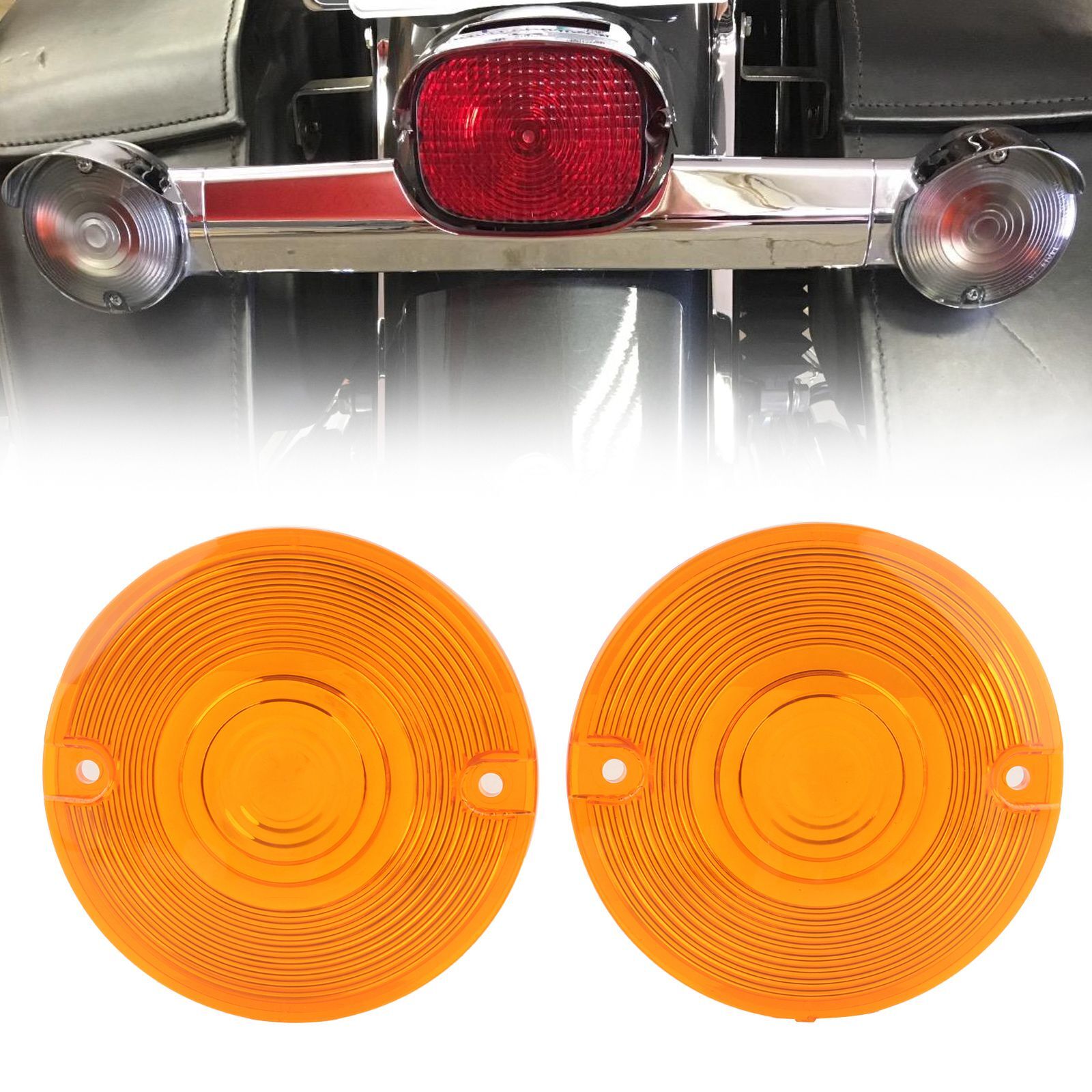 3" Amber Flat Turn Signal Lens Cover for Harley Road King Heritage Softail '86+