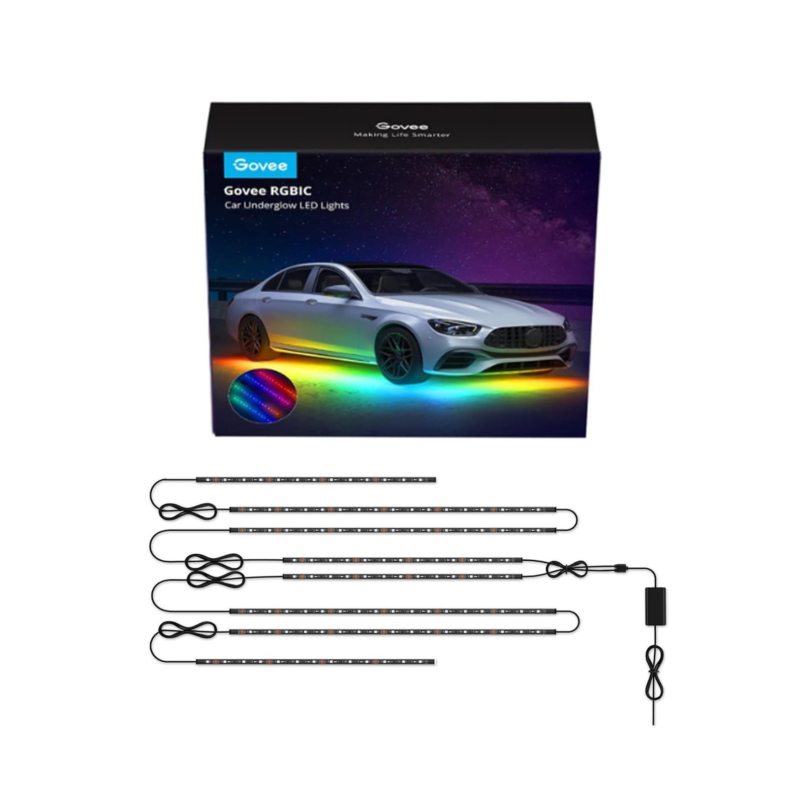 Car Underglow Lights, 8 pcs RGBIC Under Car Lights w/ 16 Million Colors