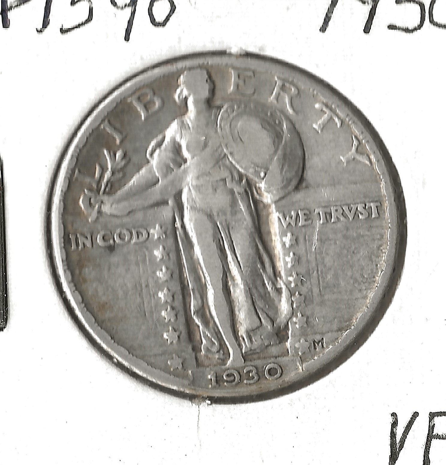 1930P 25C Standing Liberty Quarter - VF  (#1590) - Free Shipping