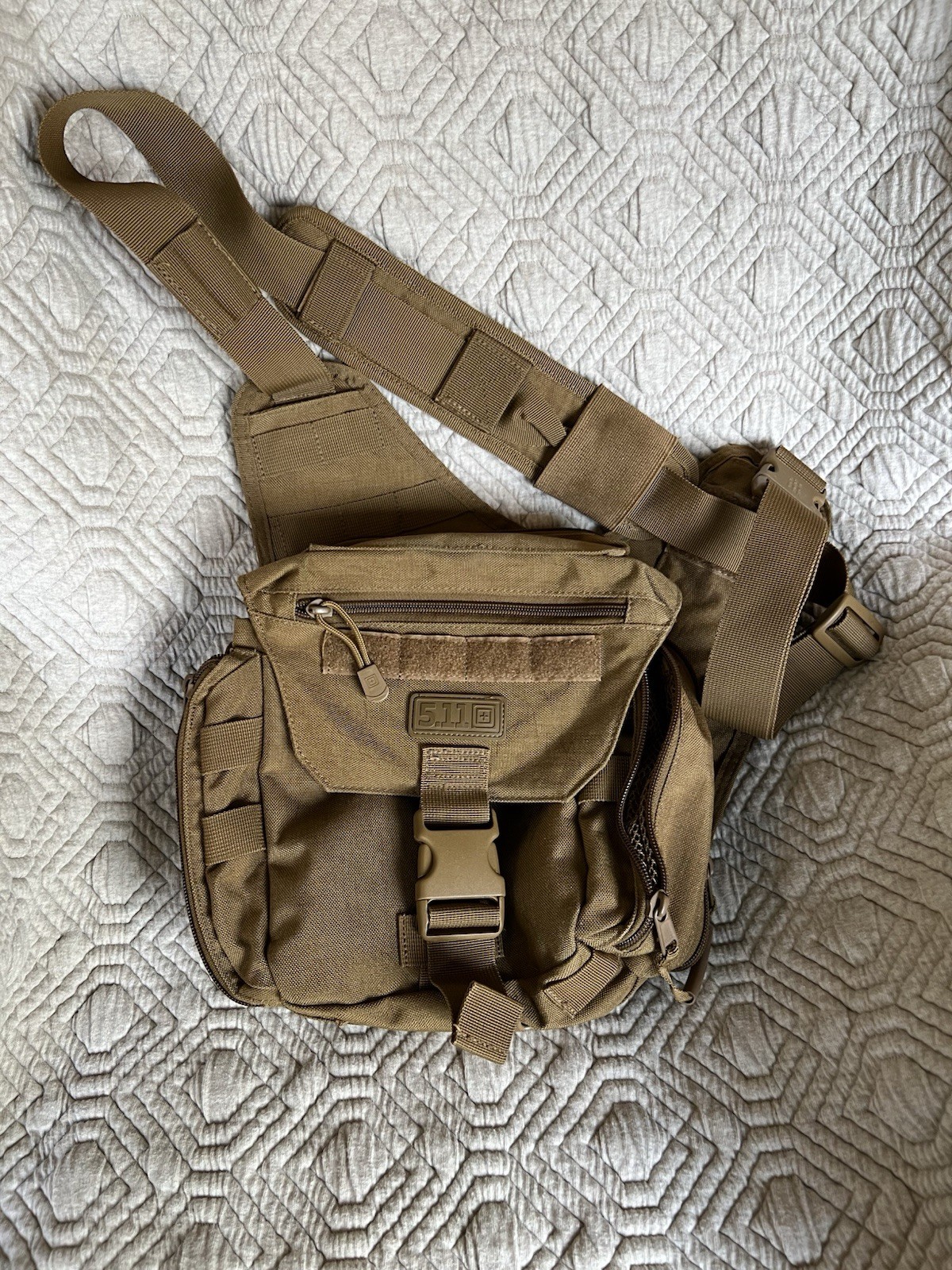 5.11 Tactical PUSH Pack, Brown Nylon Gear Bag Buckle Zip Padded Adjustable Strap