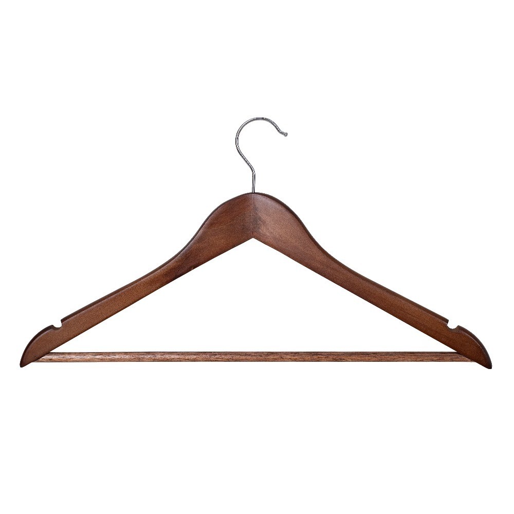 Wooden Suit Hangers for Adults Clothes 5 Pack Walnut Finish Garment Coat Hangers