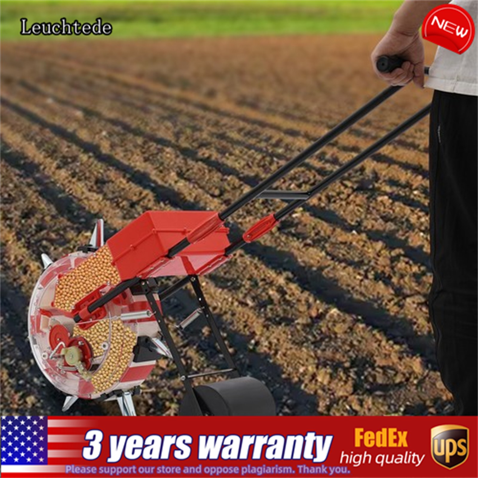 7-Nozzles Garden Seeder Red Manual Seeder Hand-push Seeder Modern