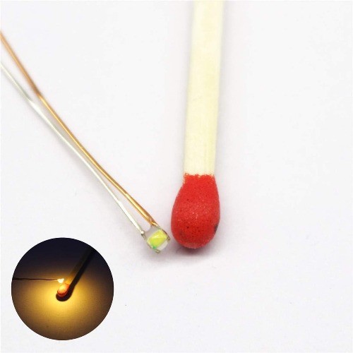 Title25pcs Pre-soldered Micro Litz Wired Leads Golden Yellow SMD Led 0603 +