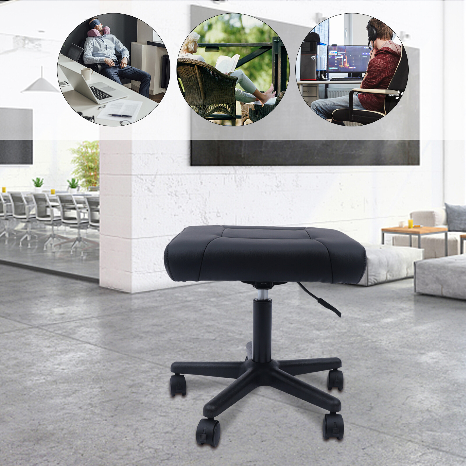 Adjustable Rolling Footrest with Wheels for Comfort and Posture Support