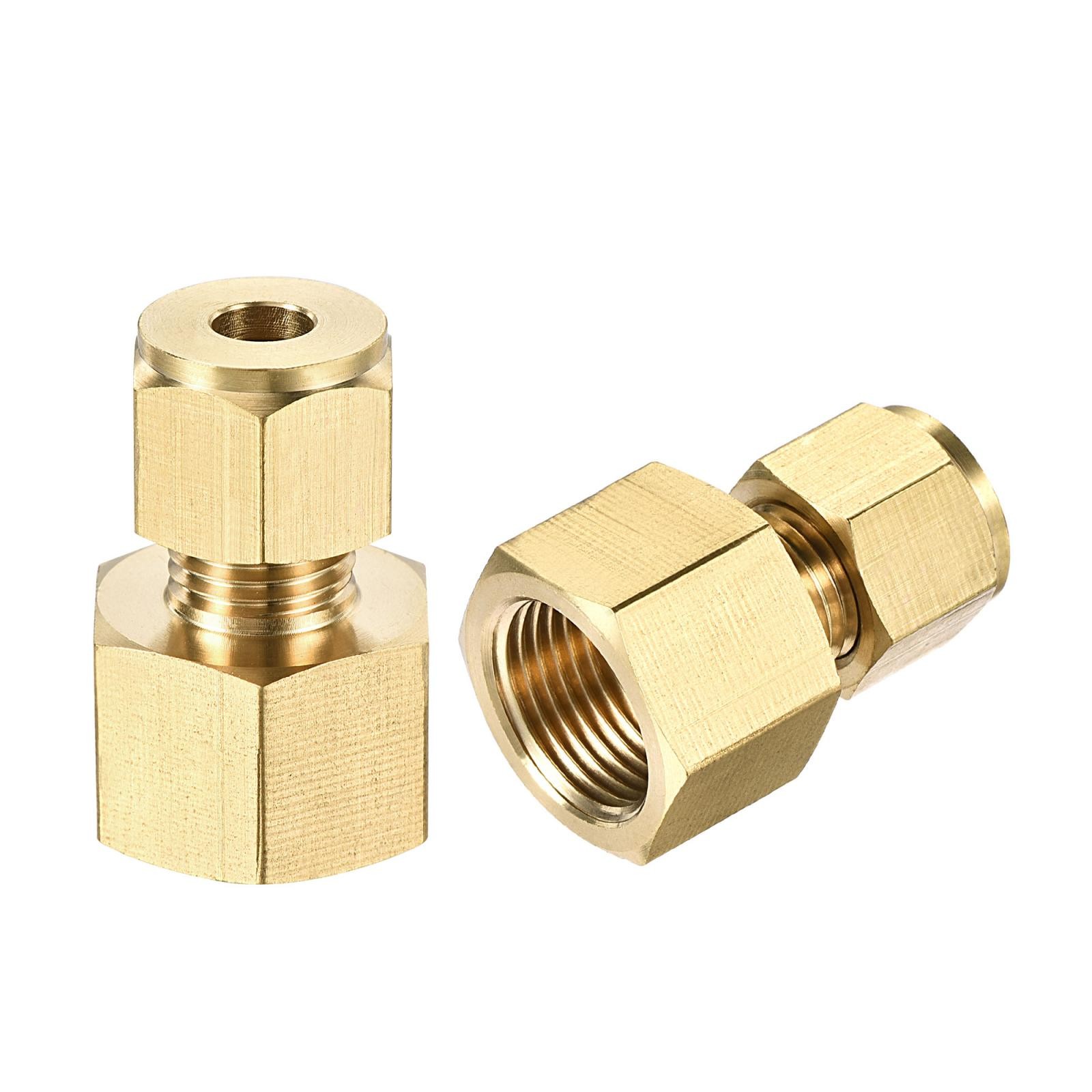 Brass Compression Tube Fitting G3/8 Female Thread x 6mm Tube OD, 2pcs