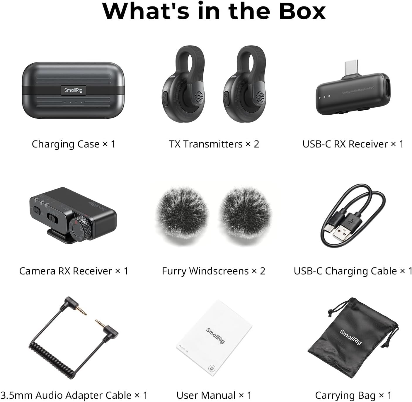 SmallRig S70 Wireless Mic (2 TX+2 RX+Charging Case) USB-C and 3.5mm Jack Compact