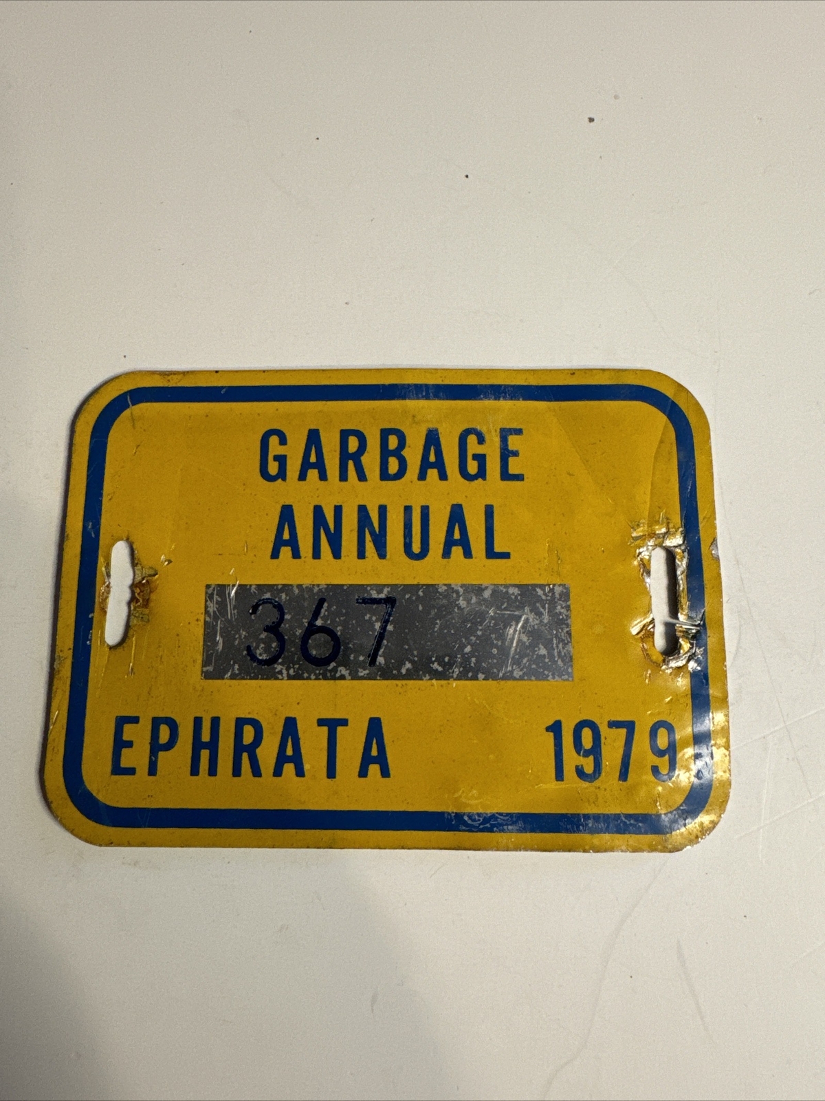 Ephrata Pennsylvania 1979 Garbage Annual Tag, Getting Harder To Find.