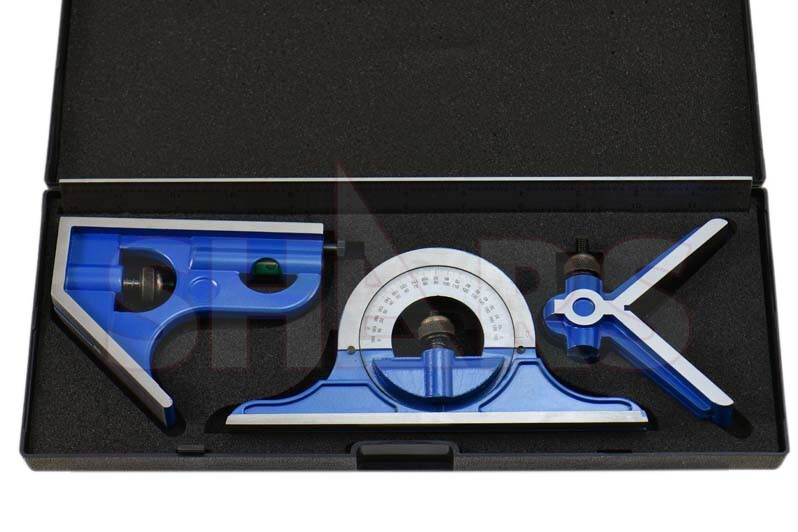 12" 4 pc Combination Square Sets Protractor w/ 12" 4R Graduation Blade NEW P}