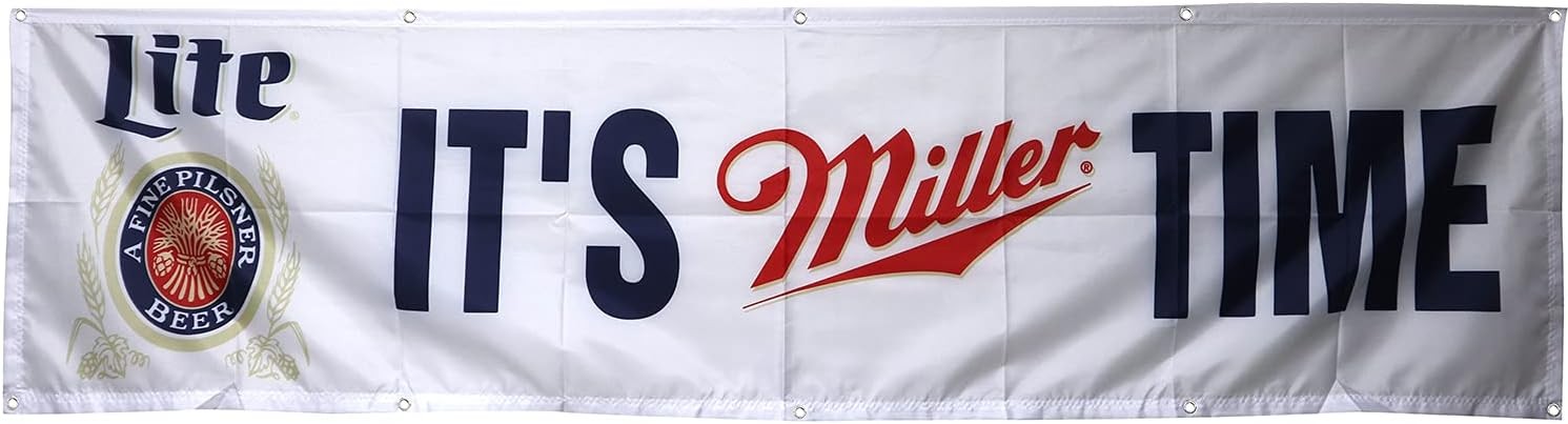 MILLER LITE beer flag it's miller time 2x8ft banner man cave White