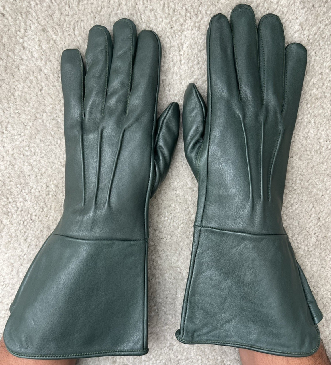 Men's Leather Medieval Renaissance Gauntlet Cosplay Gloves long arm cuff Sz L