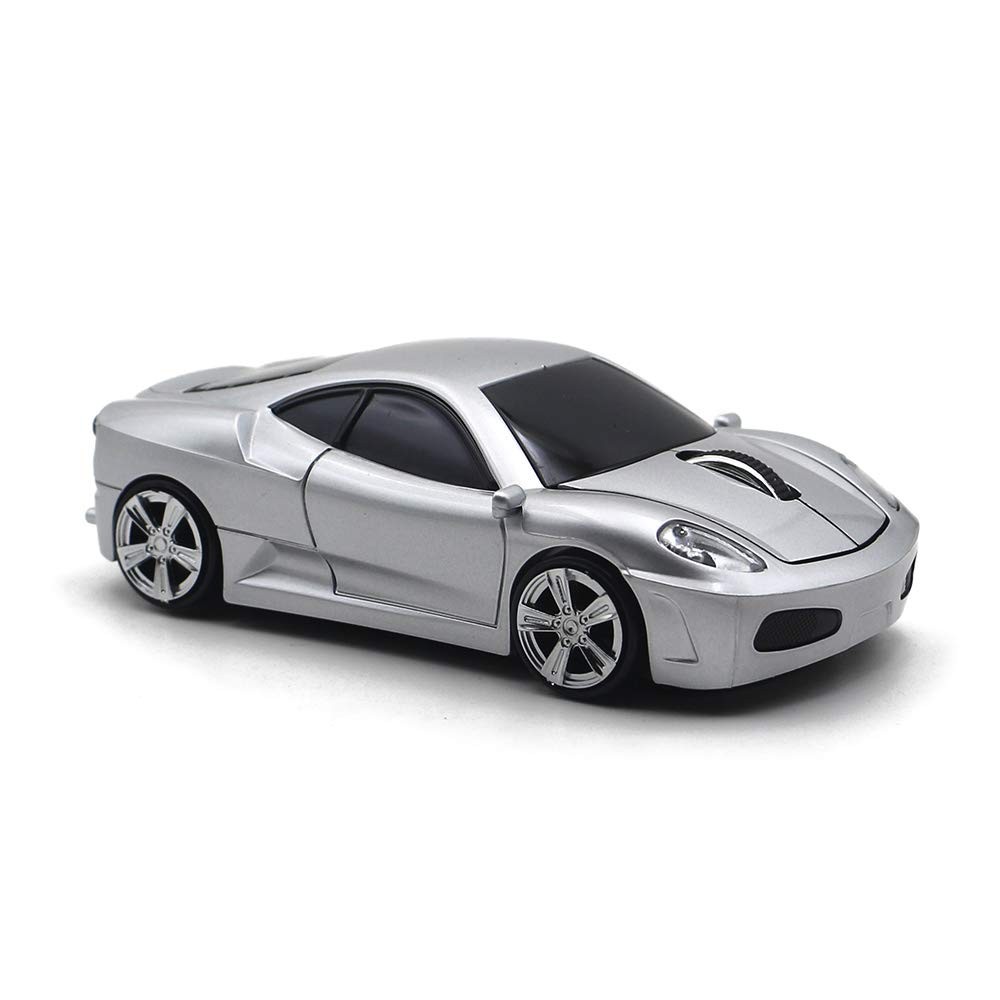 Wireless Mouse Sports Car Mouse Computer Optical Mice for PC Laptop MAC Silver
