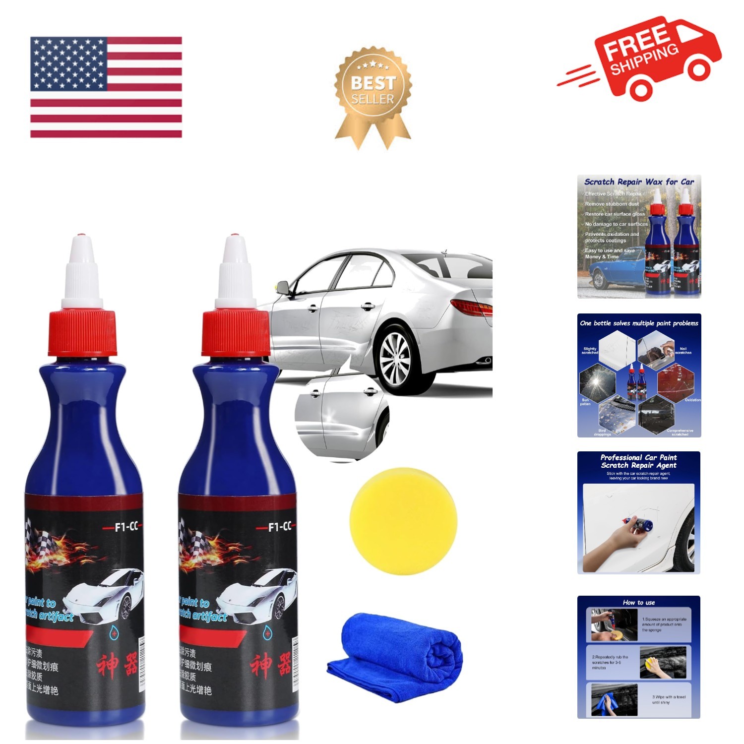2024 Car Scratches Remover, Scratch Repair Wax for Cars,Ultimate Paint Restor...