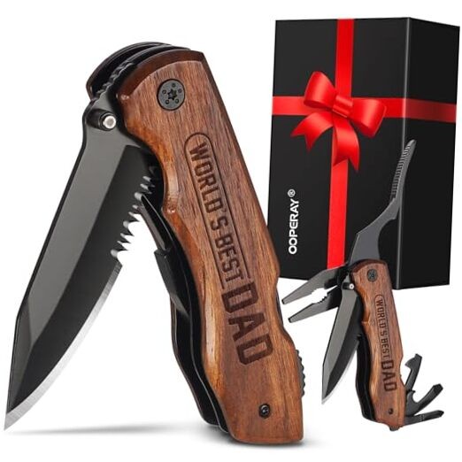 Fathers Day Dad Gifts, Fathers Day Birthday Gifts for Dad, Wood Pocket Knife,
