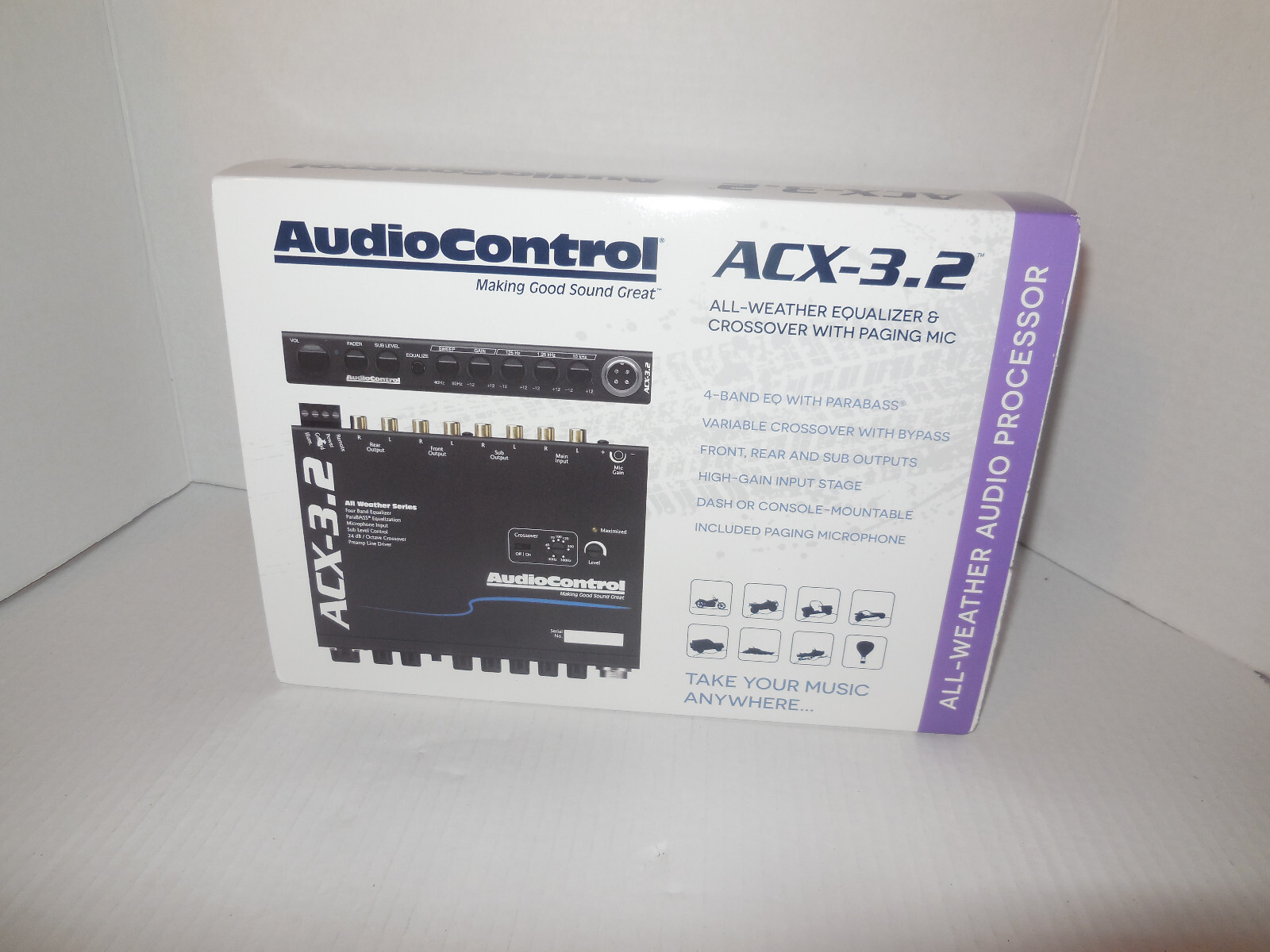 AUDIO CONTROL ACX-3.2 ALL WEATHER EQUALIZER & CROSSOVER & PAGING MICROPHONE NEW