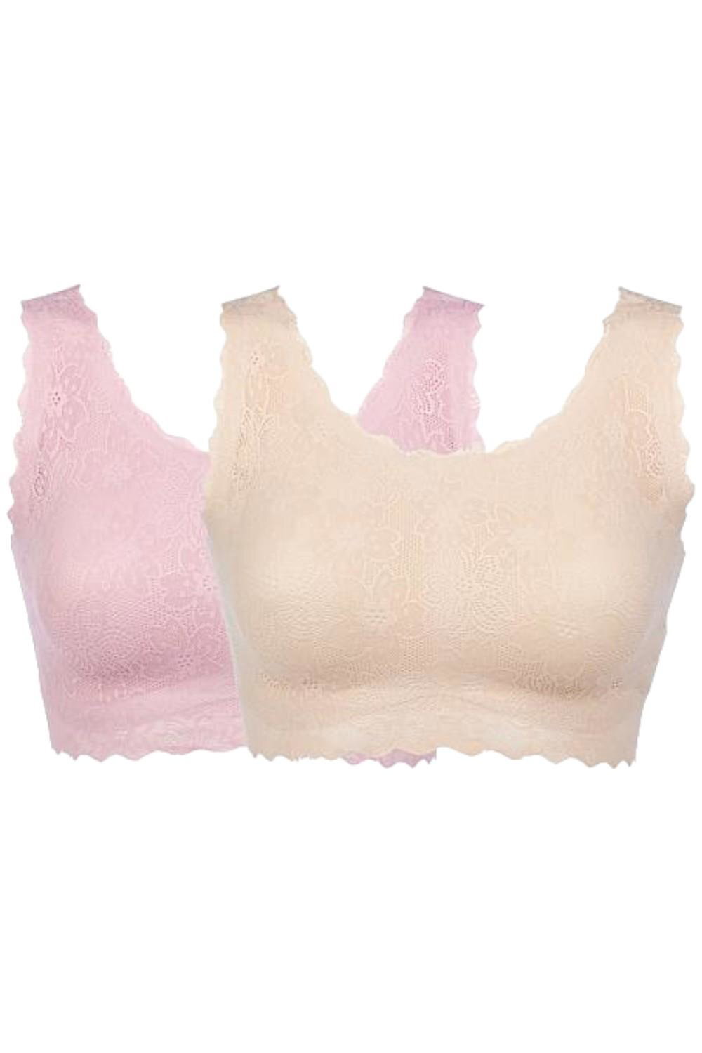 Rhonda Shear 2-pack Lace Body Bra Light Beige/Mauve