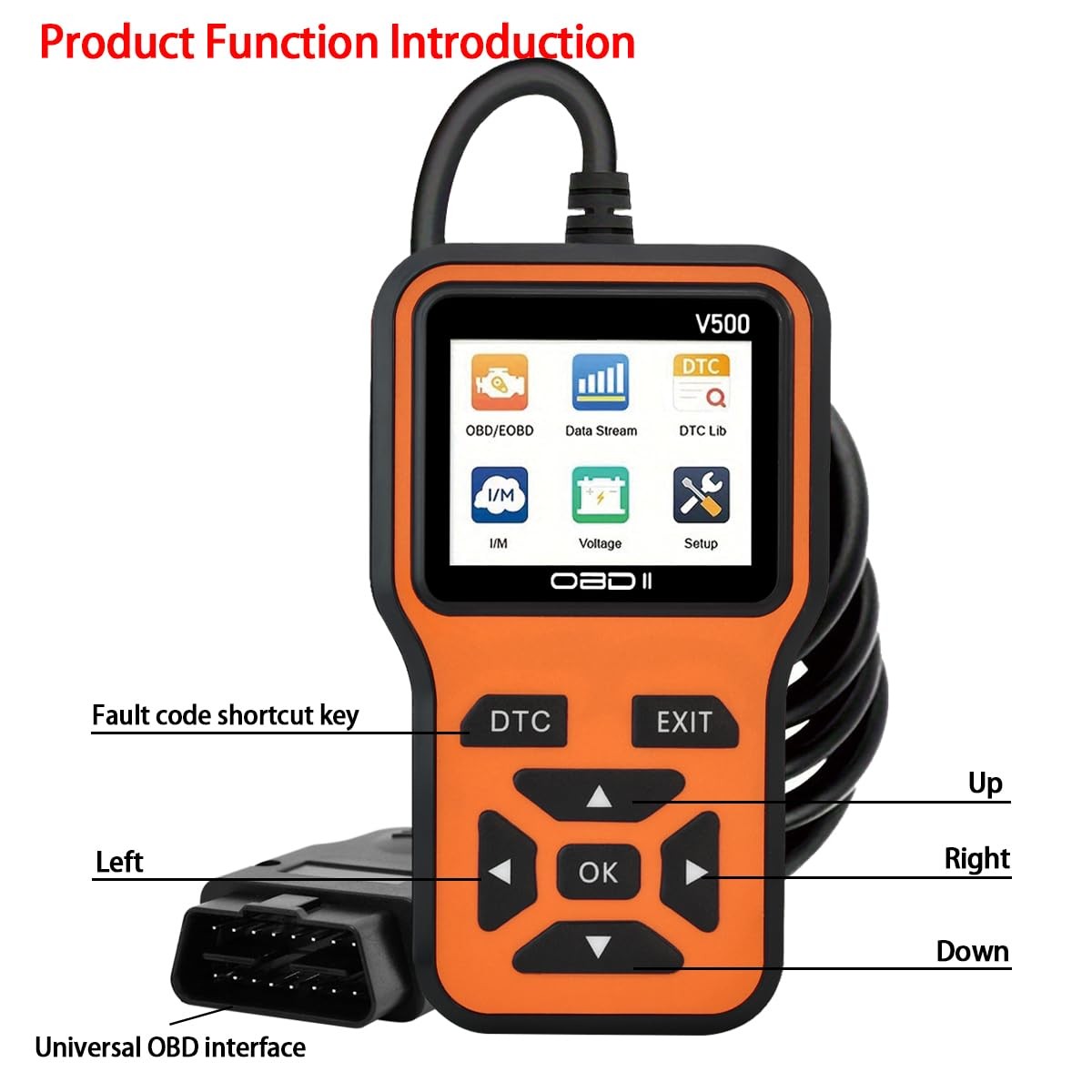 OBD2 Scanner Diagnostic Tool - Check Engine Light Code Orange