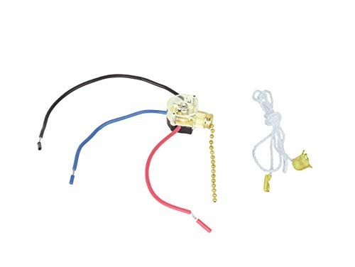 Ceiling Fan Pull Chain Switch 3-Way 6 Amp 125 Volt Polished Brass Replacement