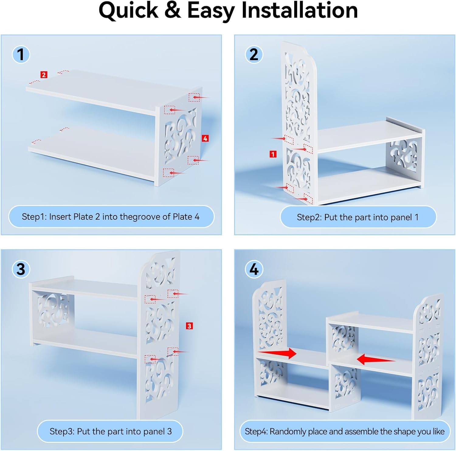 Modern Adjustable Desktop Shelf - Lightweight, Easy Assembly for Home & Office