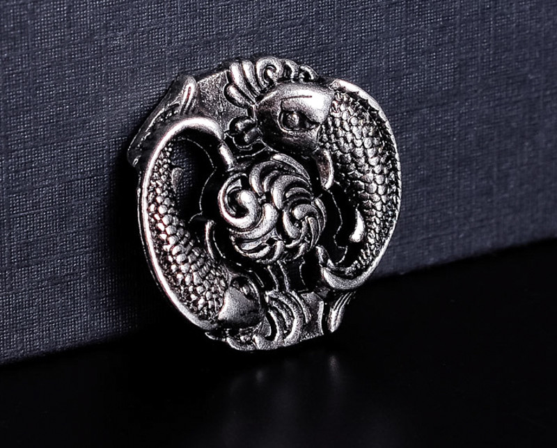 10PCS 30MM Vintage Silver Western Carp Fish Saddle HandCraft Hatband Belt Concho