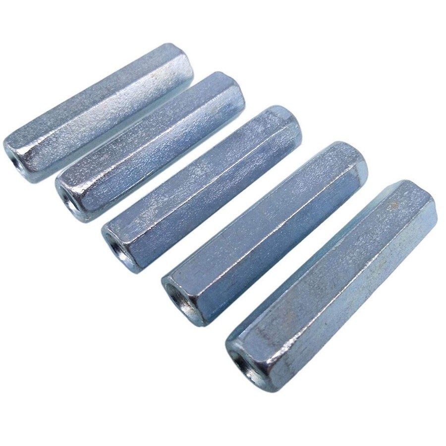 5 pcs M12 x 1.75 x 50mm Long Rod Coupling Hex Nut Connector Zinc Plated A986