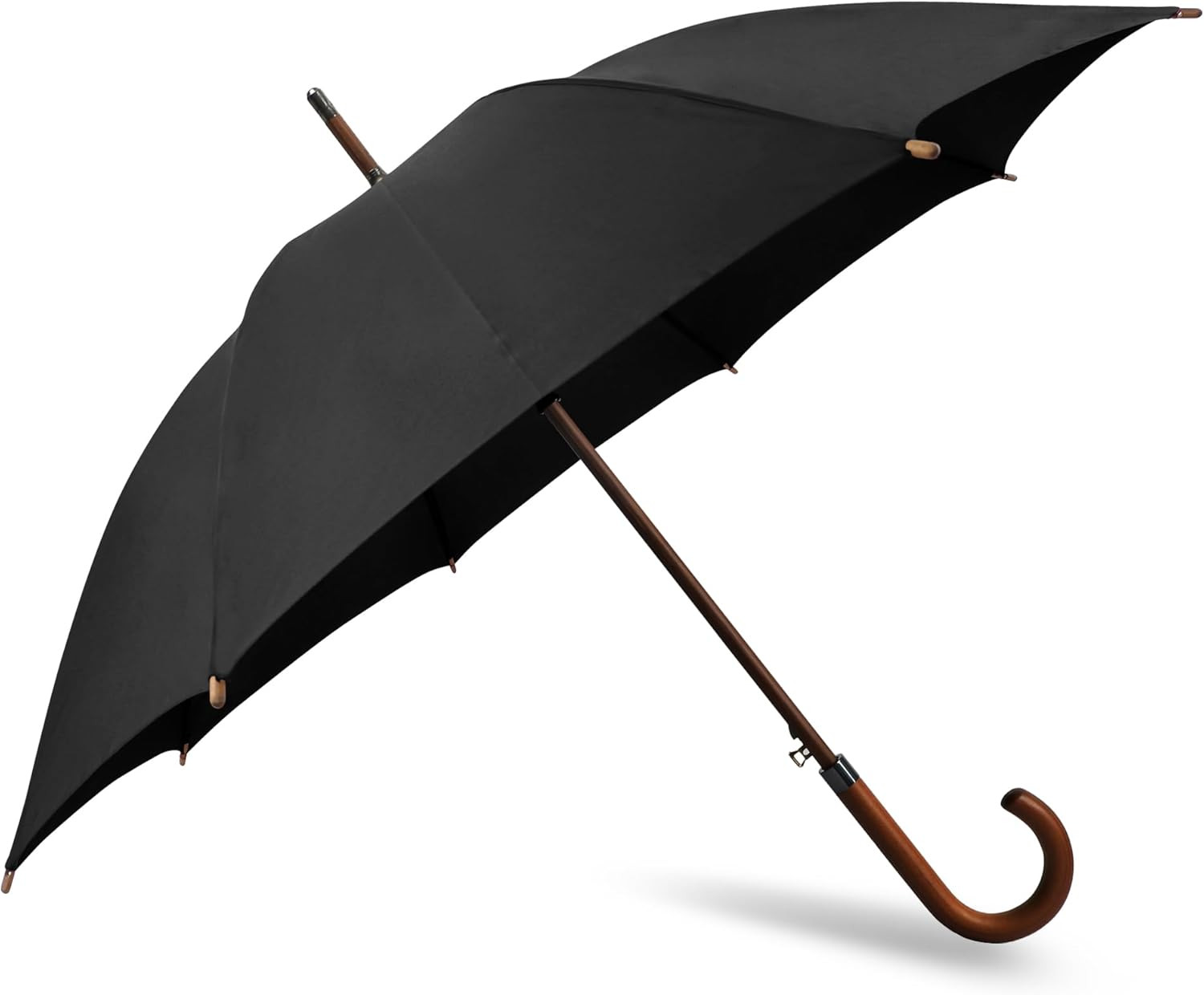 48" Black Umbrella – Stick Windproof Large Umbrellas for Rain, Automatic Open fo
