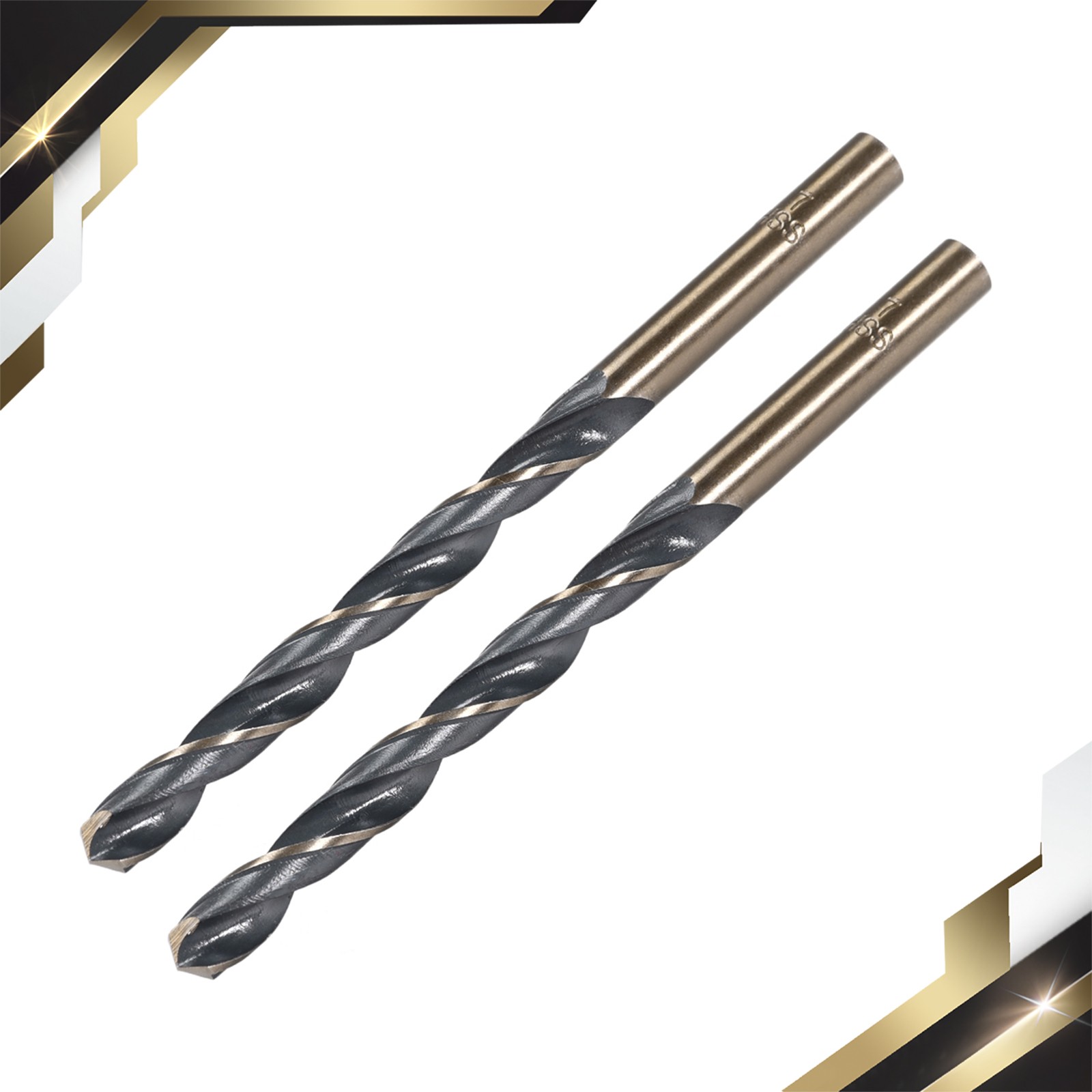 2 Set Straight Shank Drill Bits 7mm TiN Coated High Speed Steel HSS 4341