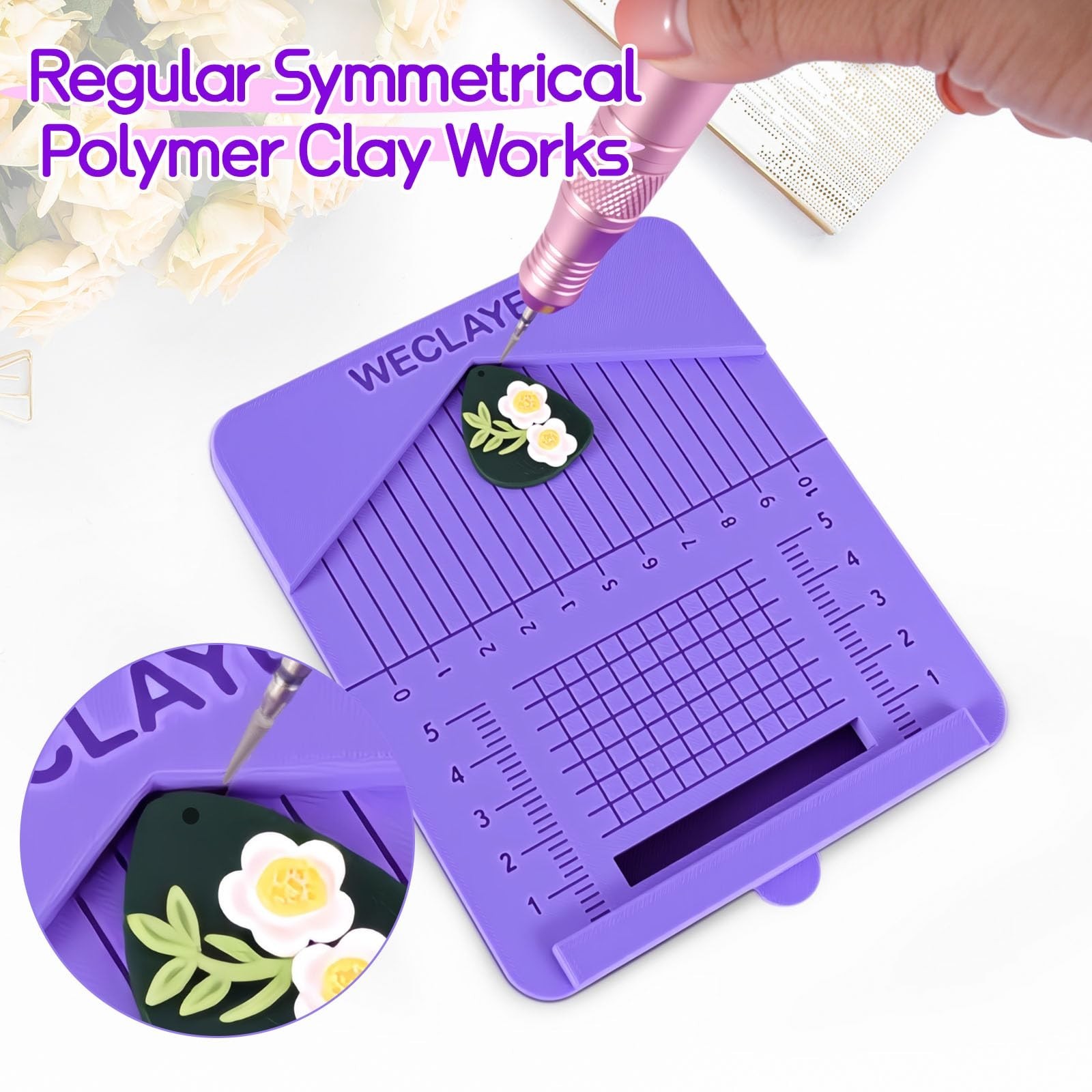 Polymer Clay Earring Drill Hole Guide,Jewellery Assembly Station with Brush a...