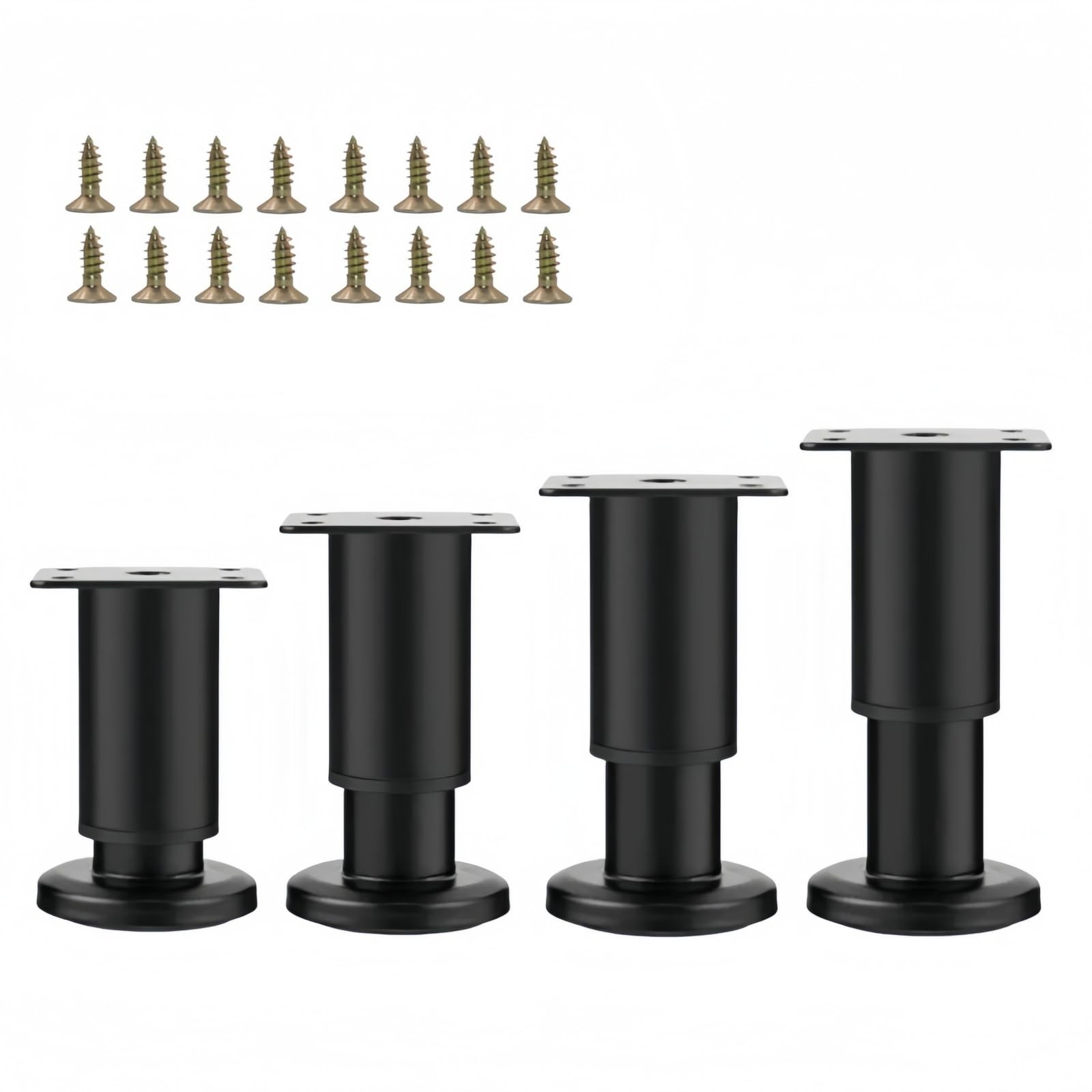 4 PCS Adjustable 3.14.7 Inch Metal Furniture Legs Black Replacement Foot