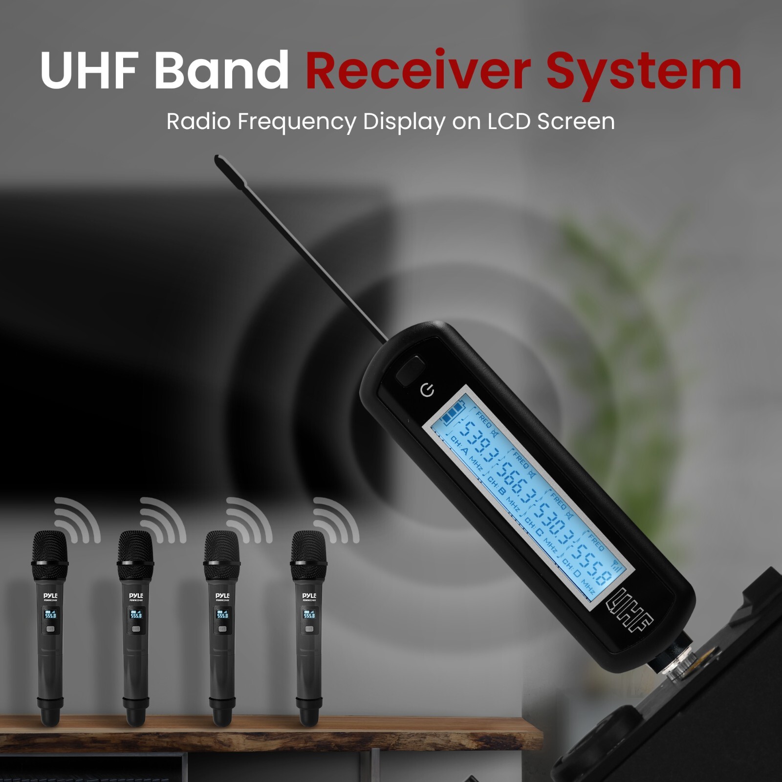 Pyle Portable Universal Wireless Microphone System-UHF Quad Channel