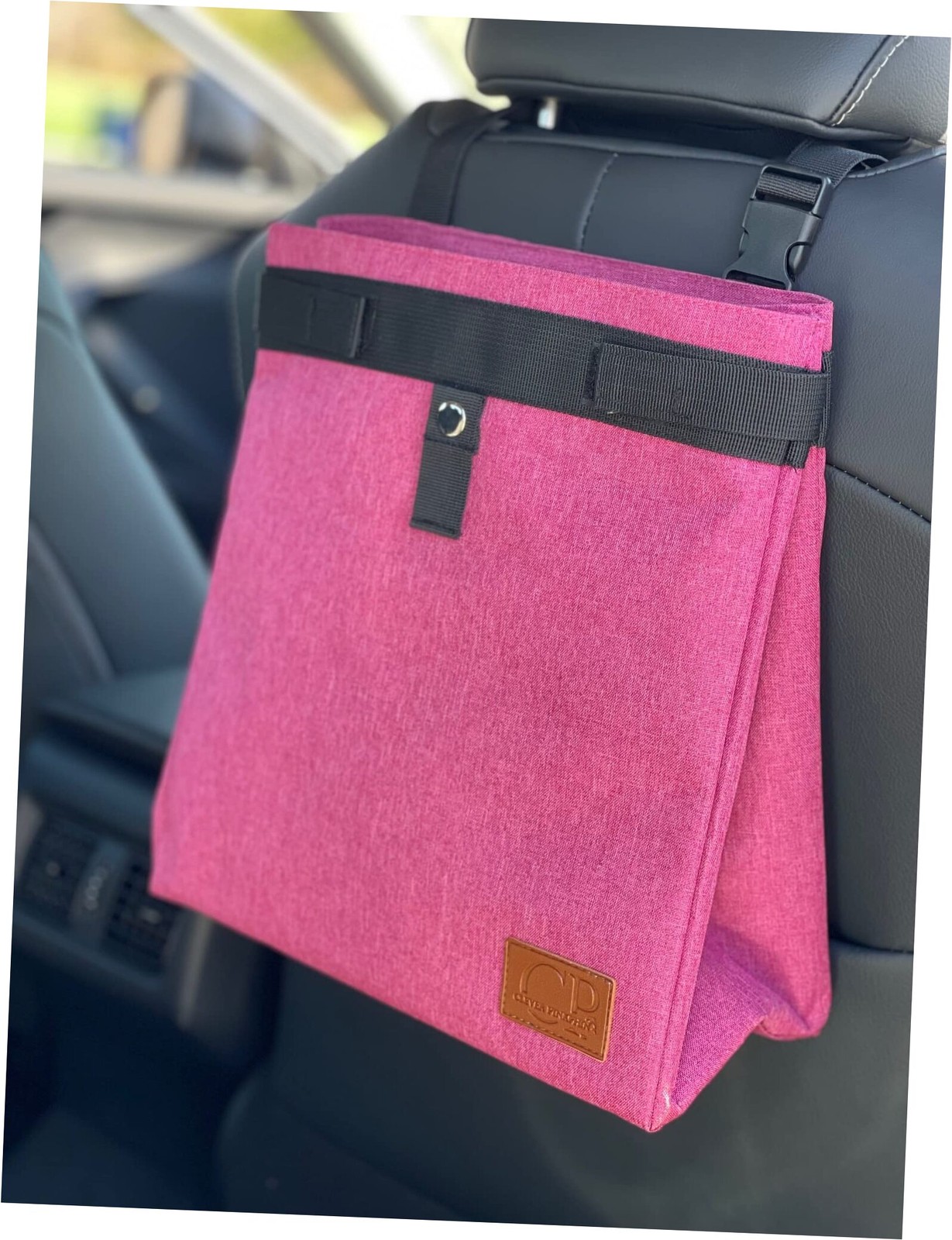 Car Trash Can Hanging for Headrest, Extra Large Pink 12 x 11 x 6 Inches