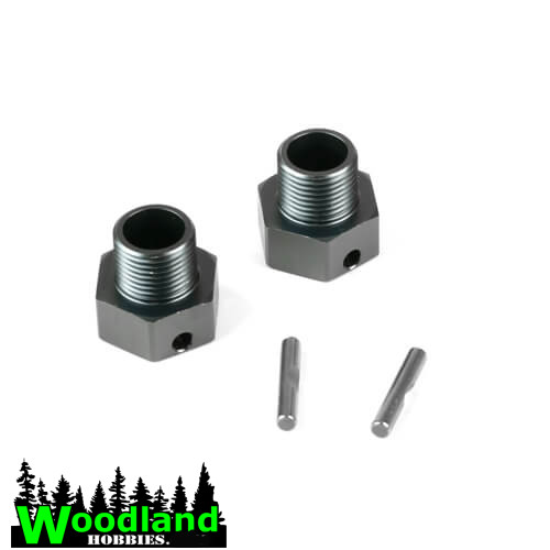 Tekno TKR9673 – Wheel Hubs (+4mm offset, 17mm, gun metal ano, w/pins, 2pcs)