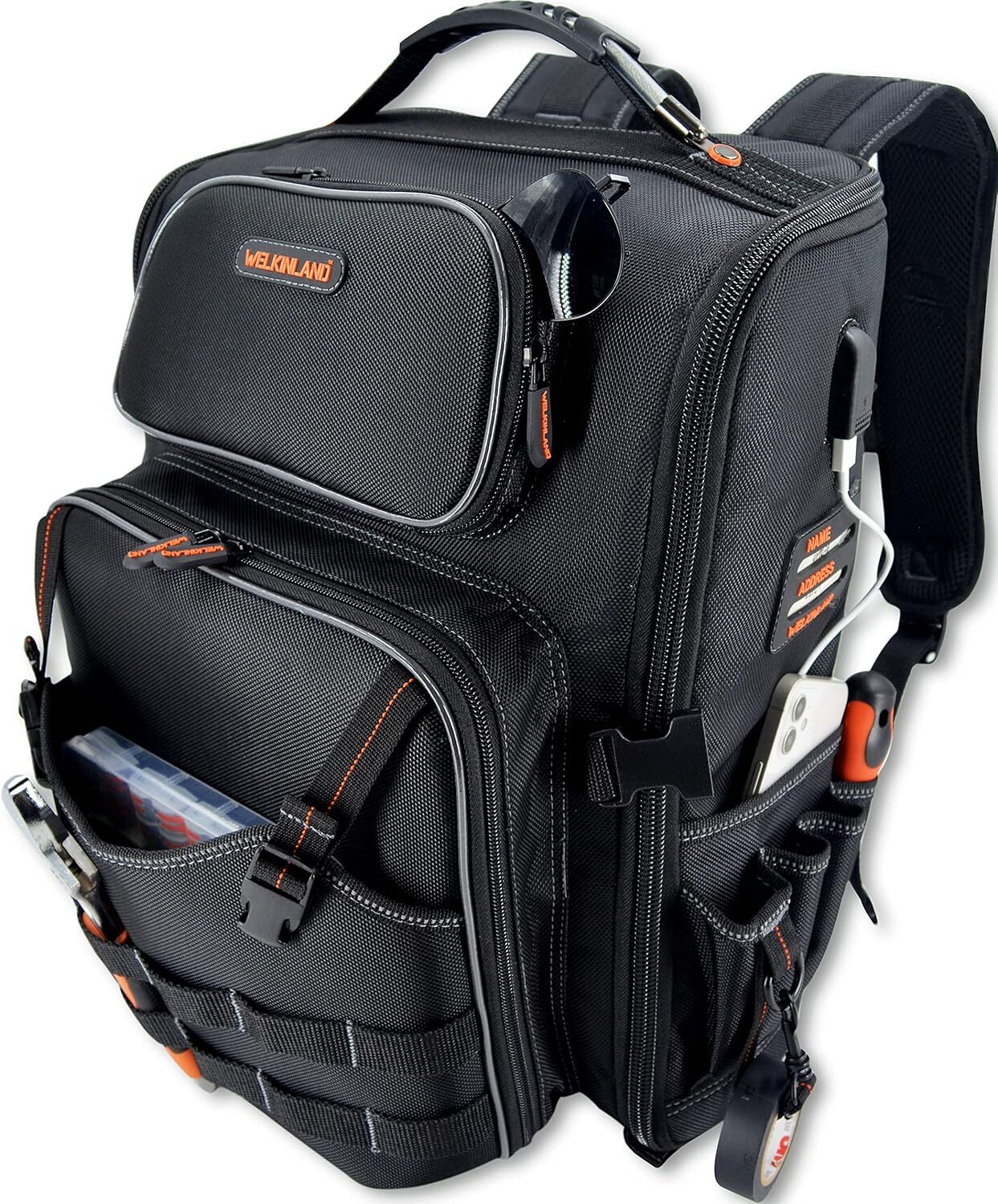 WELKINLAND full opening tool backpack, tool bag backpack, tool backpacks