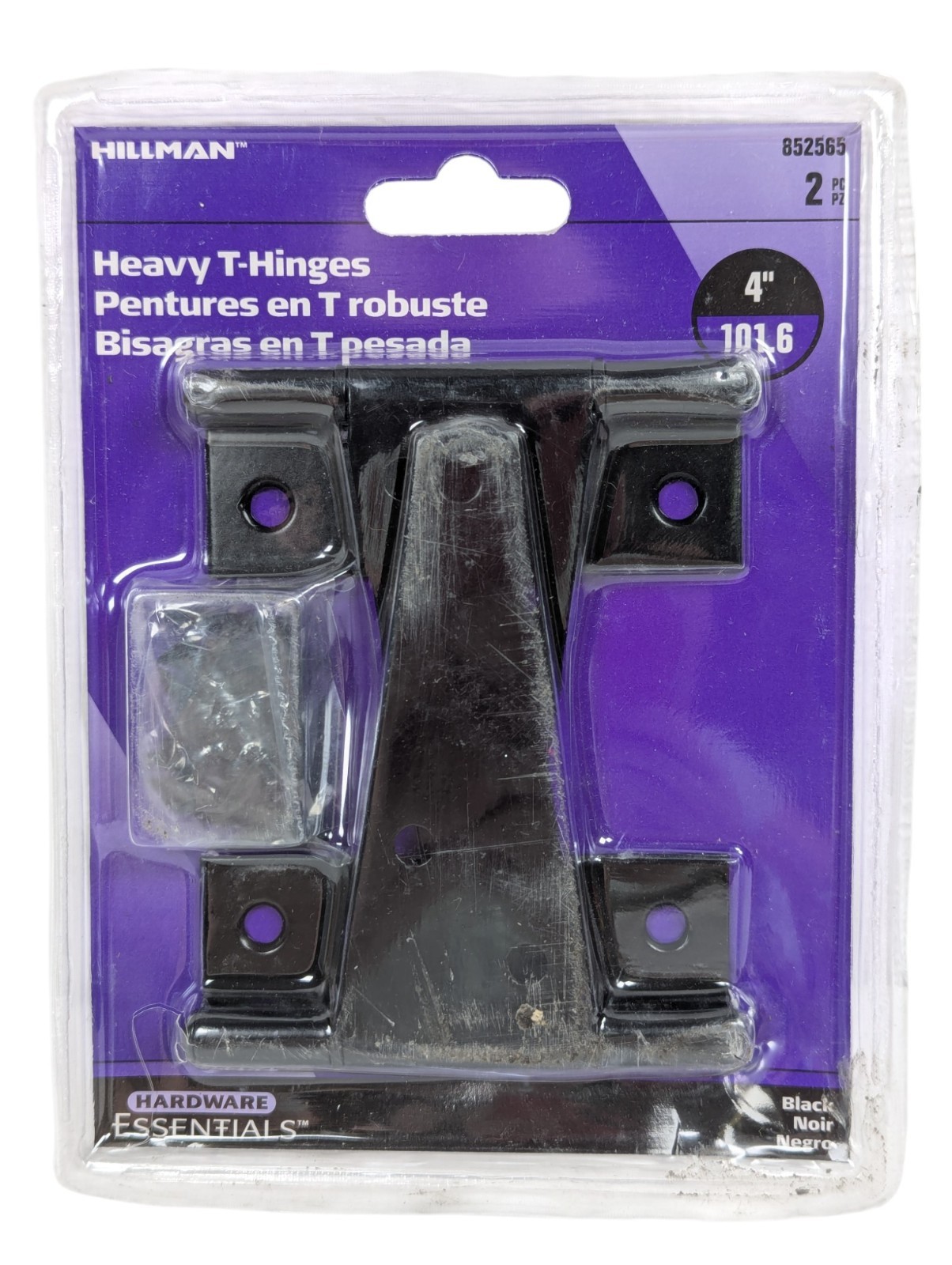 Hillman - Heavy T-Hinges - Black - 852565 - 4 inch Steel Hardware