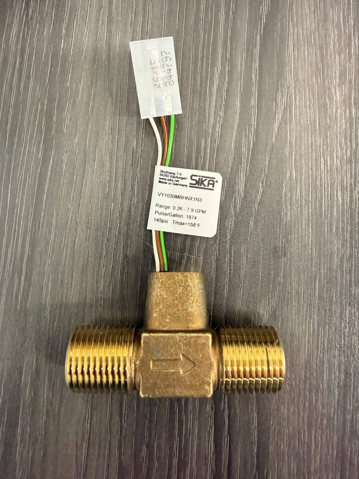 Sika VTY 10 Turbine flow sensor - 1/2” NPT -  range 0.26…7.9gpm - VY1030MBHNX1N3