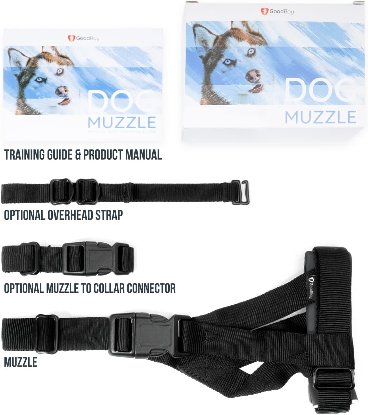 Comfortable Medium Dog Muzzle - Gentle Prevents Biting with Secure Fit, Grey