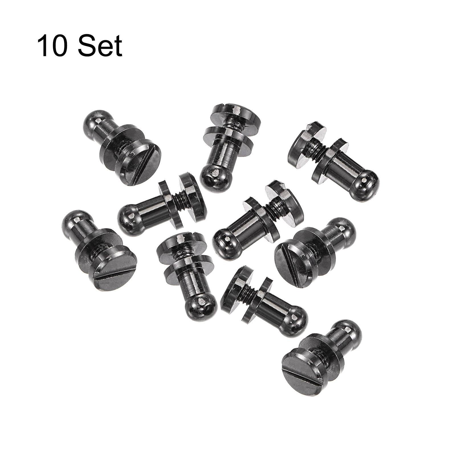 10 Set 4mm Solid Brass Round Head Lock Screw Rivets Pin Fixing, Black