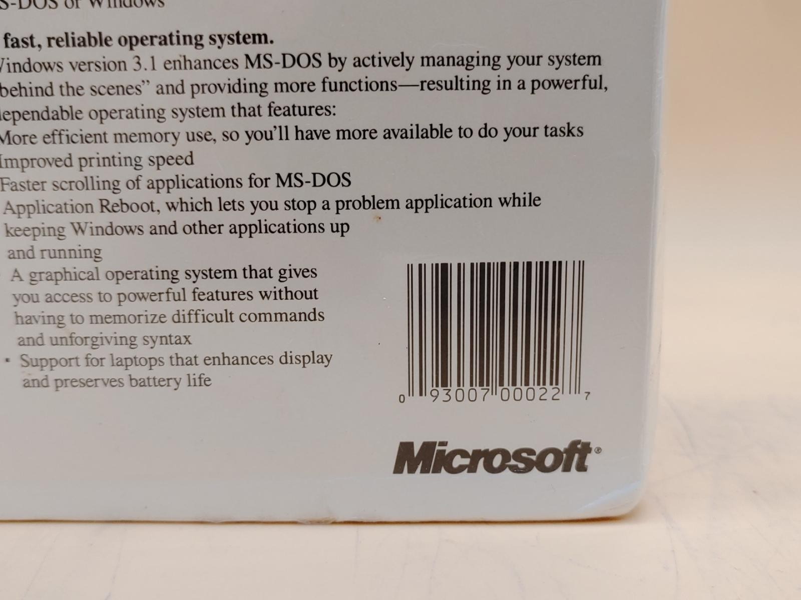 Microsoft Windows 3.1 Retail Box Floppy 3.5" **SEALED**
