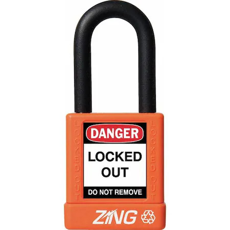 Zing 7042 Lockout Padlock, Keyed Different, Aluminum, Orange, 1 1/2 In Shackle