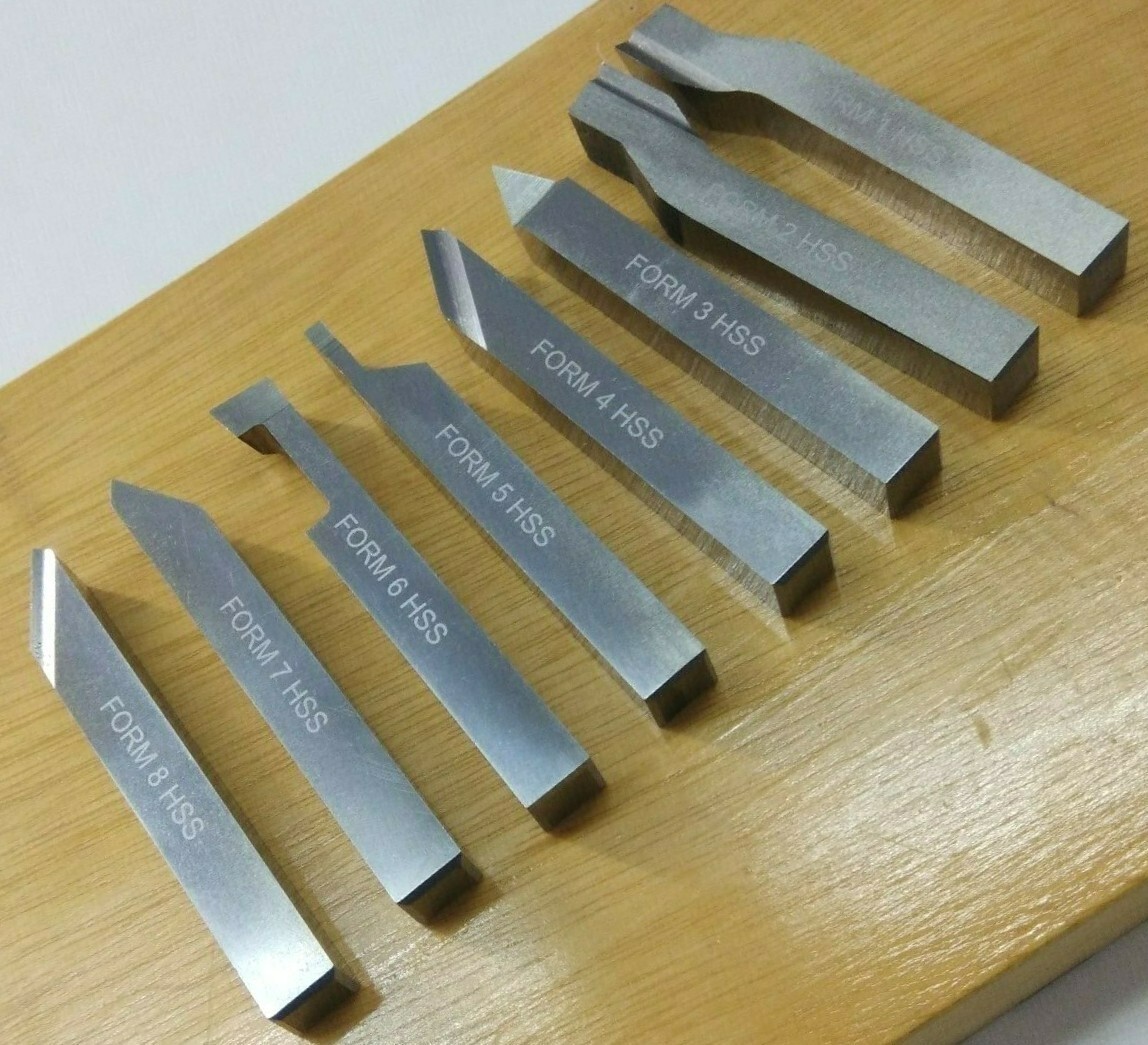 12mm HSS Lathe Pre Formed Tools 8 Pieces Set Square Shank TURNING THREADING